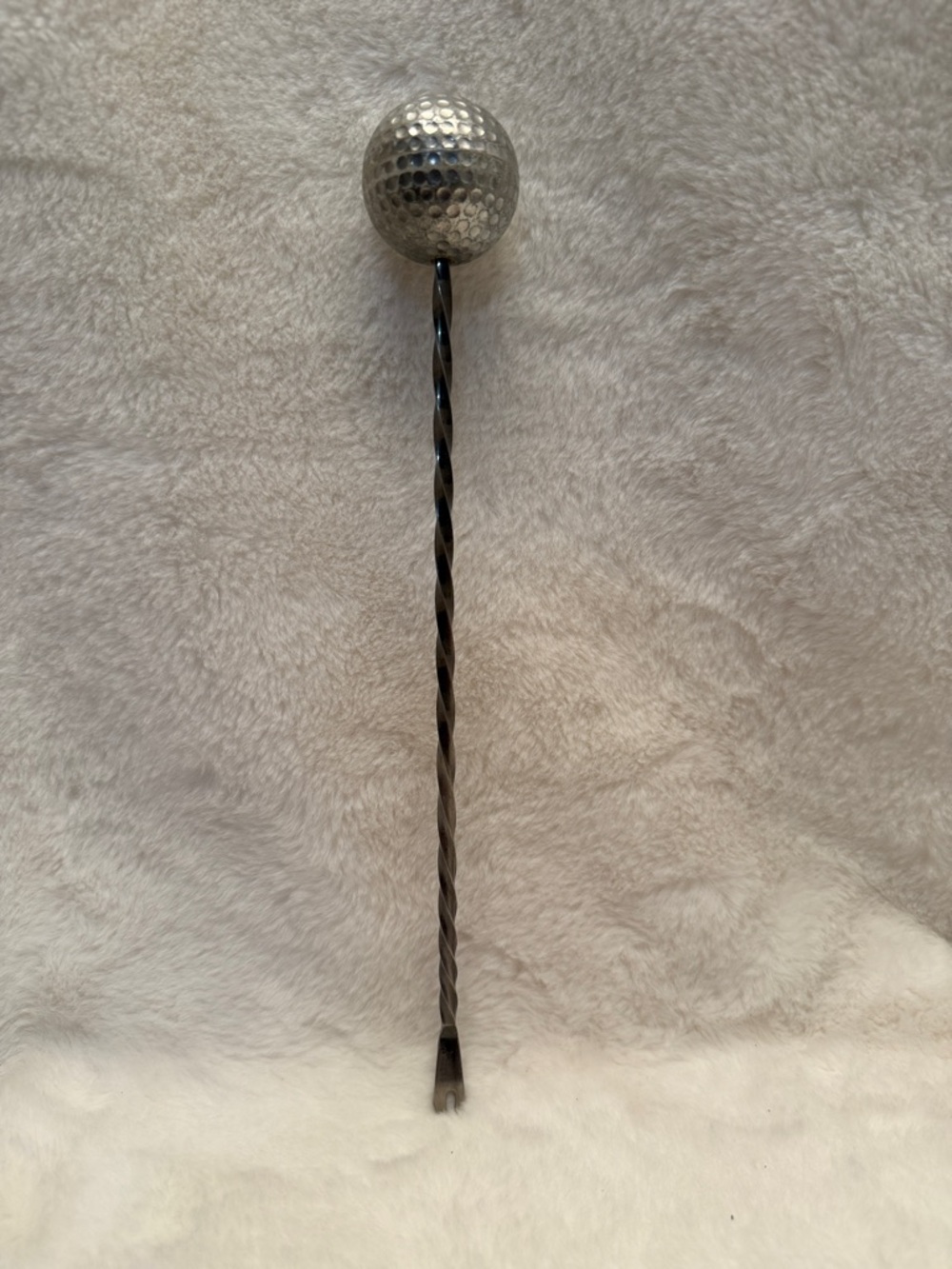 Vintage Golf Ball Cocktail Pick Stirrer Twisted Metal Barware Olive Fork